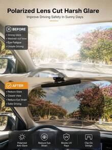 Car Sun Visor - Universal Anti-Glare Polarized Sun Visor Extender. Effectively Blocks Stray Light, Reduces Snow Blindness And UV Exposure. Suitable For All Car Models, Easy Installation. - A - View 7