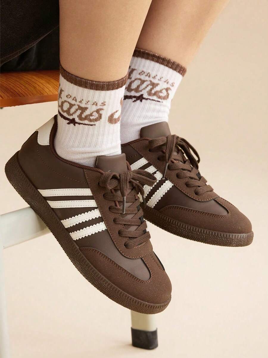Vintage Patchwork Color German Trainer 2026 Spring/Autumn New Fashion Lightweight Casual Sports Flat Sneakers - Brown - View 1
