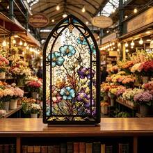 Gotische Blumen-Buntglas-Acryl-Buchstützen, Dark Academia Schreibtischdekoration, Vintage Kirchenfenster-Buchstützen, Buchliebhaber Schreibtischaufbewahrung, ästhetische Raumdekoration Geschenk, Hochzeitszubehör - 1PC - Übersicht 2
