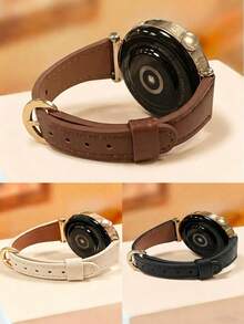 1pc 18mm 20mm 22mm Women's Thin Leather Watch Band Strap Compatible With Samsung Galaxy Watch 4 5 6 7 40/44mm Active GT4 5 6 41/42/46mm - Multicolor - View 7