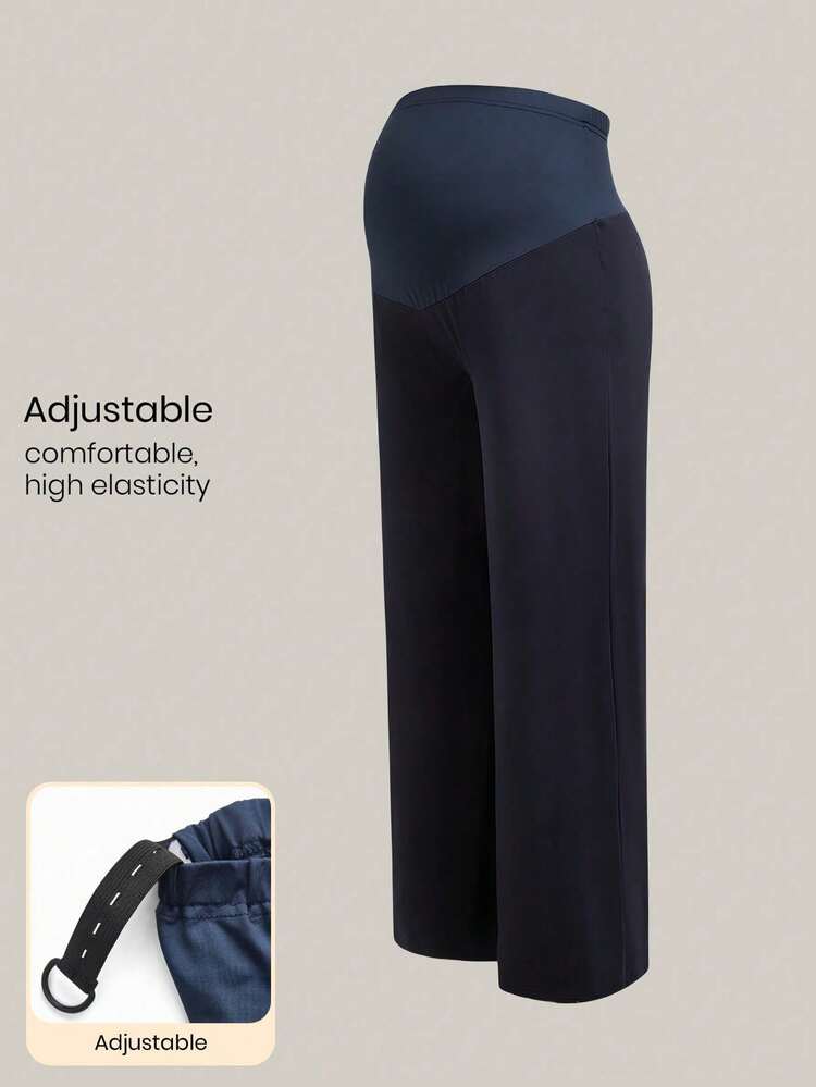Modmama Pantalones casuales cómodos y ajustables para maternidad, adecuados para uso diario - azul real - Añade 1