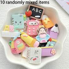 10/20/30pcs Resin Kawaii Cartoon School Supplies Books, Drawing Boards, Paintbrushes Series Flat Back Convex Round - Learning Theme, Scrapbooking, DIY Crafts, Holiday Decoration Jewelry Making Accessories - Random Mix - School Supplies - View 13