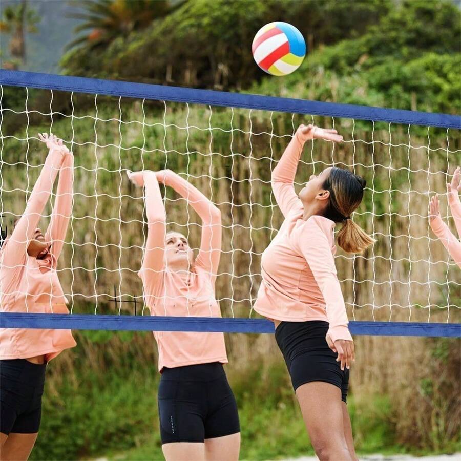 1pc Portable Folding Volleyball Net, Pool Volleyball Net Replacement, Suitable For Volleyball, Tennis, Badminton, Etc., Ideal For Beach, Backyard, Tennis Accessories, Outdoor Group Sports Equipment