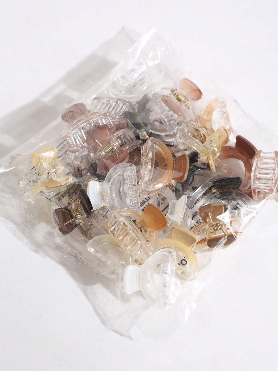 15/20/30pcs Mini Semi-Circle Claw Clips Coffee Color Series Small Hair Clips Braiding Clips Flyaway Bangs Clips Hair Grips Summer Hair Accessories