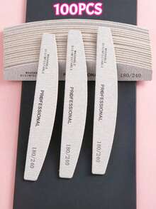 3/5/10/20/50pcs Nail Files, 100/180 Grit Sandpaper, Zebra Pattern Double-Sided Washable Coarse Files, Suitable For Removing Acrylic Nails And Extending Nails, Manicure Care Set, Salon & Home Use - Grey - View 1