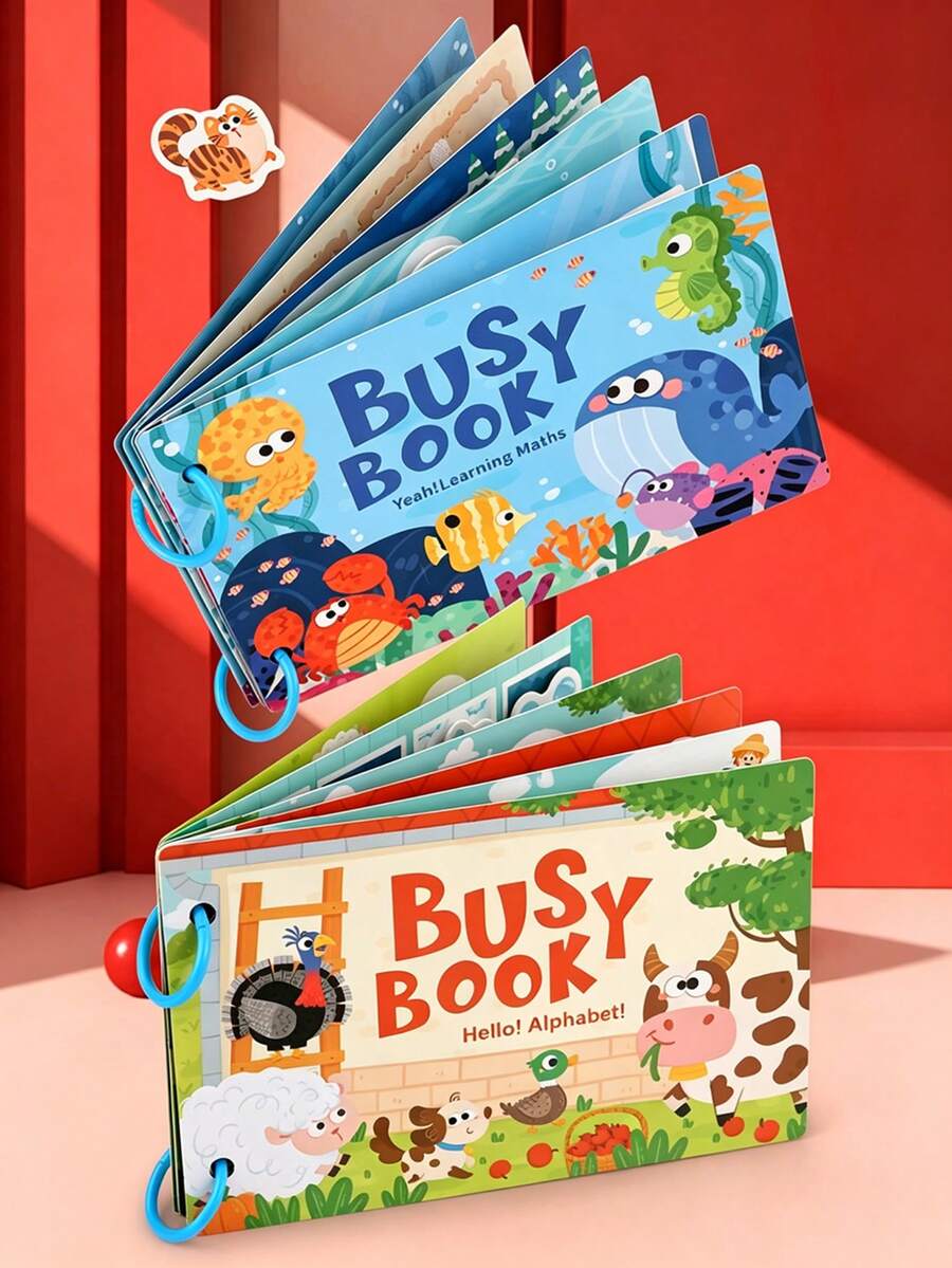 Quiet Book For Babies, Reusable Tear-And-Stick Sticker Book, Early Education Magic Sticker Book, Kindergarten Enlightenment Educational Toy, Cartoon Quiet Sticker Book, Children's Educational Toy, Handmade Material Kit, Reusable Busy Book - Multicolor - View 1