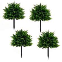 3 Packs Large Artificial Cedar Trees With Stakes - UV Protected Fake Juniper/Pine Shrubs For Outdoor And Indoor Porch Garden Decor, Perfect For Various Holiday Decorations Like Halloween, Christmas, Thanksgiving, Outdoor Ornaments - Multicolor - View 15