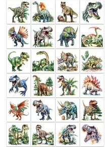 24Sheets Realistic Dinosaur Temporary Tattoos - Assorted Jurassic Designs With T-Rex, Triceratops, Pterosaur, Velociraptor, Stegosaur - Perfect For Birthday Party Favors, Goodie Bag Fillers, Stocking Stuffers - Green - View 7