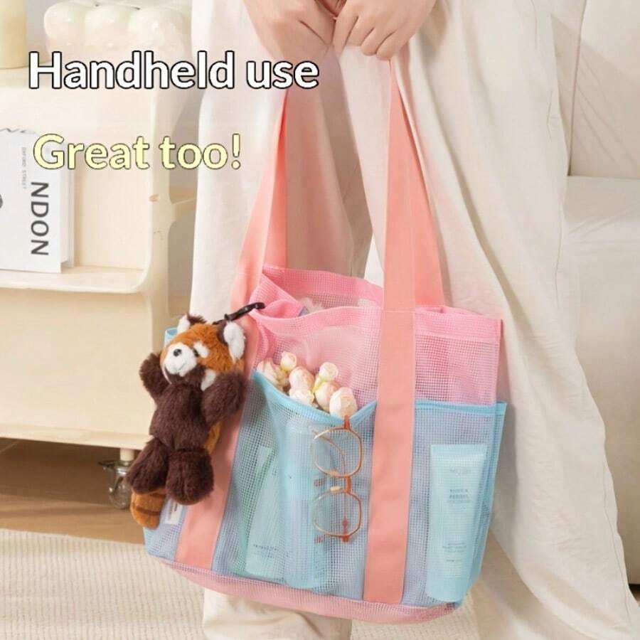 Beach Swimming Tote Mesh Bag, Portable Large Capacity Swimsuit Storage Bag - Multicolor - View 1