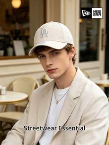 New Era Japanese Minimal Cream Rhinestone LA Baseball Cap, Versatile Casual Sun Hat For Daily Errands, Road Trips & Everyday Styling - White - View 2