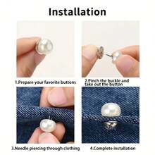1/10pcs No-Sew Pearl Snap Buttons/Anti-Slip Shirt Brooch With Hidden Snap/Adjustable Detachable Women's Snap Fasteners - Multicolor - View 9