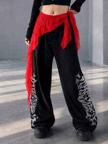 Jazz Dance Layered Chiffon Hip Scarf, Ruffle Sheer Waist Apron, Y2K Tassel Hip Cover, Street Style Hip Hop Dance Accessory, Versatile Waist Scarf - Multicolor - View 5