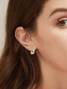 ConiiW 1 Pair 925 Sterling Silver 0.5 Carat*2 Moissanite U-Shaped Ear Cuff, Premium Design, Fresh And Elegant, Suitable For Men And Women - Gold - View 5