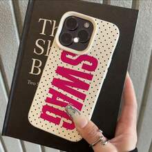 غطاء هاتف أسود لامع بطباعة نقاط بيضاء بسيطة بتصميم Y2K "#SWAG"، متوافق مع IPhone 11 13 Pro Max 15 17 17 Pro Max و Galaxy S24 Ultra S26 Ultra، تصميم شعار، مناسب لجيل الألفية وعيد الميلاد والاستخدام اليومي - متعدد الألوان - مشاهدة 1
