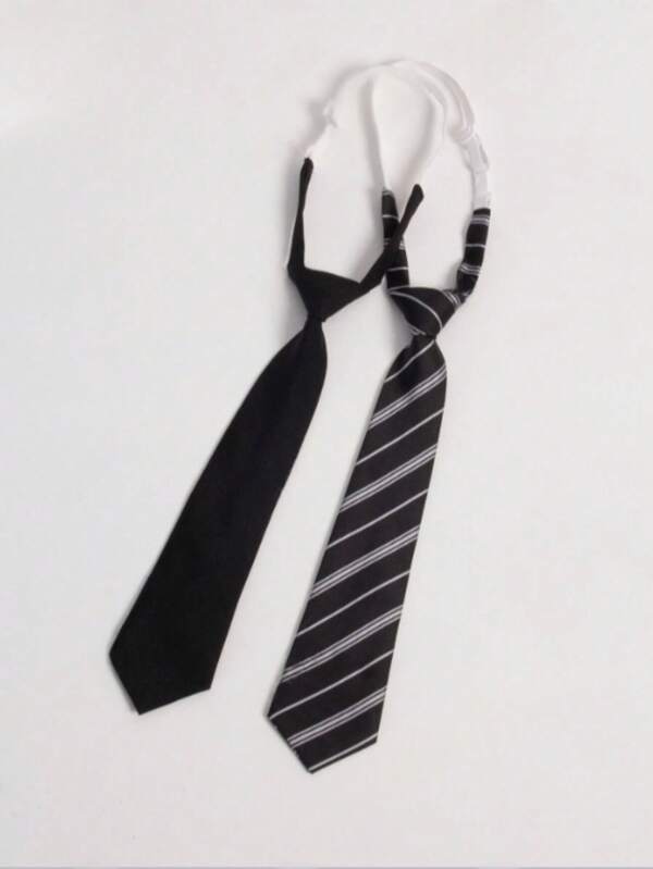 1 Set Uniforme d'Académie Classique Combinaison Cravate Noire et Blanche