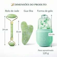 Kit Spa em Casa para Skincare – Rolo de Jade, Pedra Gua Sha e Crioterapia Facial - Kit Rolo Pedra+Foma de Gelo - Visão 8