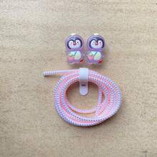 Cable Protector For IPhone Type-C Charger, Cute Cartoon 3D Design Plastic Phone Cable Protector, Charging Cable Protector, Protector - Purple - View 3