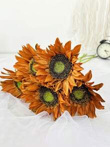 1/2/4pcs Artificial Sunflower, Realistic Silk Sunflower, Suitable For Home Decor, Room Party Tabletop Decoration, Party Decoration, Autumn Decoration, Halloween, Harvest Festival, Celebration Decoration, Autumn Landscape, Outdoor Party - Multicolor - View 6