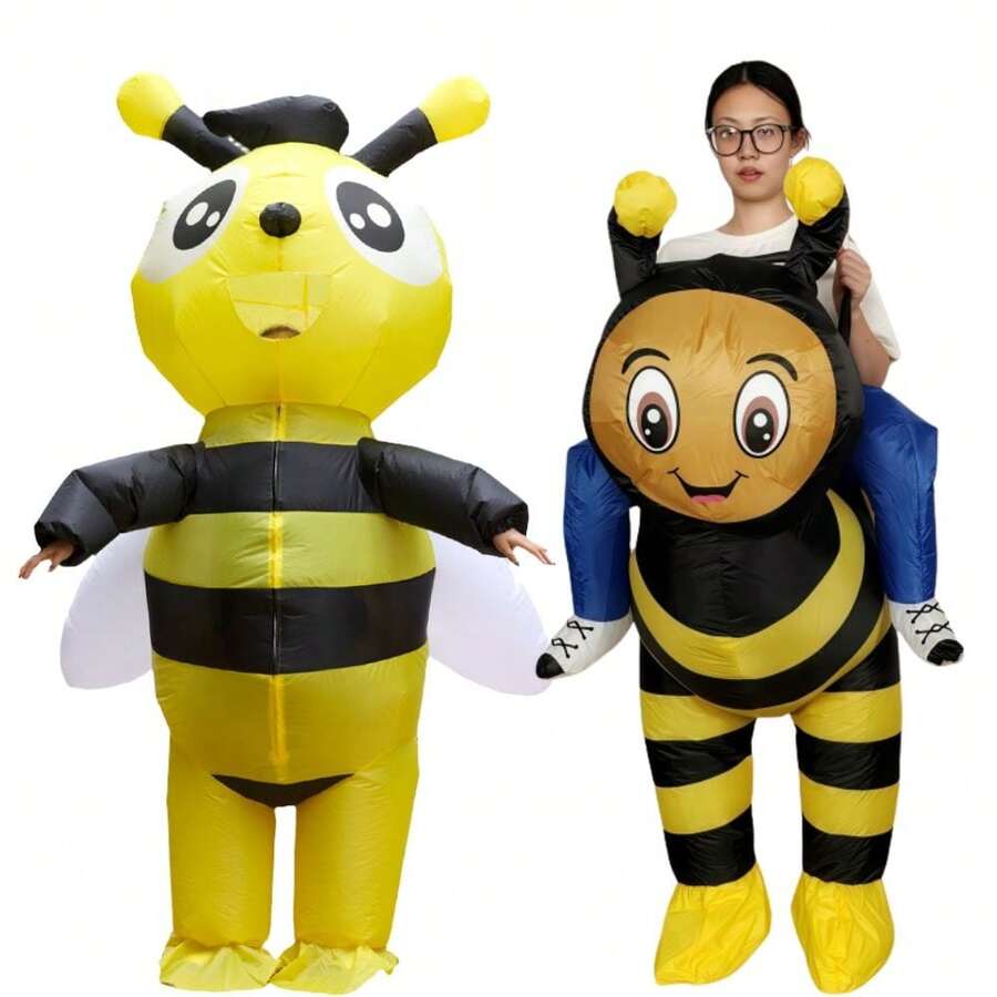 Adult Standing Cycling Bee Inflatable Suit Funny Cartoon Cosplay Suit Holiday Party Performance Props