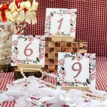 20/30/40 Pcs/Set Floral Wedding Table Numbers. Including Main Table Card, Table Center Decor, Double-Sided Printing, Flower And Geometric Pattern Design - View 5