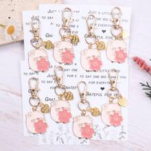4pcs/8pcs Elegant Fashionable Pig And "Thank You" Heart Design Keychain Set, Suitable For Backpacks, Backpacks, Coin Purses, Phones And Other Keyring Accessories. Perfect For Birthday, Wedding Theme Gifts, Party Decorations, Friendship Gifts, Employee Appreciation, Colleague Gifts. Gifts For Guests, Family, Friends And Colleagues. - Multicolor - View 13