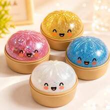6 Colors Cute Glitter Dumpling Squishy Toys, Soft Squeeze Fidget Toys For Stress & Anxiety Relief - 粉色 - 查看 7