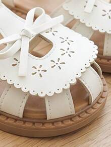 Summer New - 3-12 Years Old Girls White Sandals. With Embroidery Lace, Bows And Hook And Loop. Gentle And Elegant Style. - White - View 4
