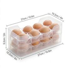 Soporte apilable transparente para huevos para la puerta lateral del refrigerador, caja de almacenamiento de huevos de plástico PP, organizador de huevos para refrigerador que ahorra espacio, bandeja de huevos con ranura profunda anti-rodamiento, contenedor de huevos para la encimera de la cocina - Multicolor - Ver 11