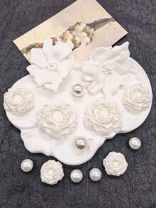 14er Set Vintage einfarbige 3D Blumen PVC Schuh-Charms Barock Rose Clog Schuh-Schnallen DIY Dekoration Kunstperlen Schuh-Clips - Verschiedenfarbig - Übersicht 15