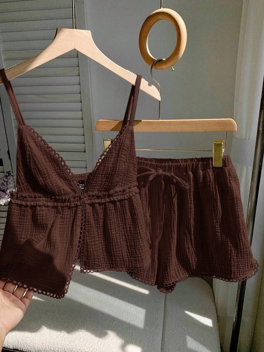 Conjunto casual de 2 piezas azul marino para mujer - Café integral - Ver 1