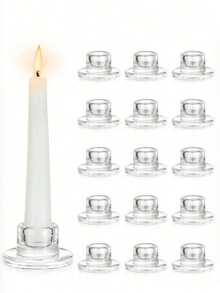 6pcs Transparent Short Conical Candle Holders, Suitable For Table Decor, Wedding, Party, Advent, Christmas And Home Decoration - Multicolor - View 1