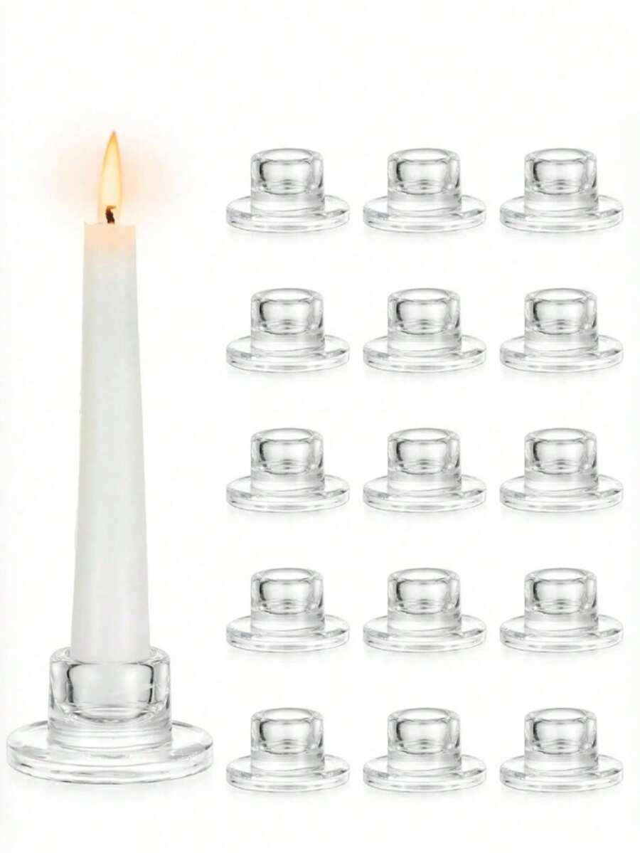 6pcs Transparent Short Conical Candle Holders, Suitable For Table Decor, Wedding, Party, Advent, Christmas And Home Decoration - Multicolor - View 1