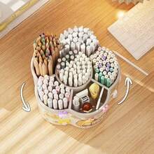 Cute Capybara 360° Rotating Pen Holder - Large Capacity Desktop Organizer & Makeup Brush Storage Box - Multifunctional Stationery Supply For Office & Study - Adorable Birthday Gift For Students & Kids (Multi-Color Options) - Multicolor - View 2