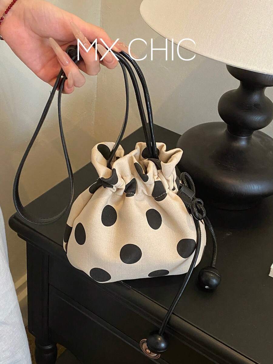 1個女款純色PU肩背斜背抽繩水桶包,時尚酷感極簡手提包,適合購物與送禮 - 彩色 - 查看 1