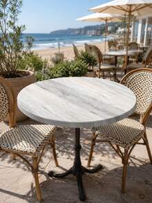 1pc-Whitewashed Wood Grain Round Elastic Fitted Table Cover, Rustic Farmhouse Stretch Polyester Tablecloth With Elastic Edge, Washable Snug Fit Table Cover For Patio Garden Table, Poolside, Picnic, Outdoor Dining - Multicolor - View 16