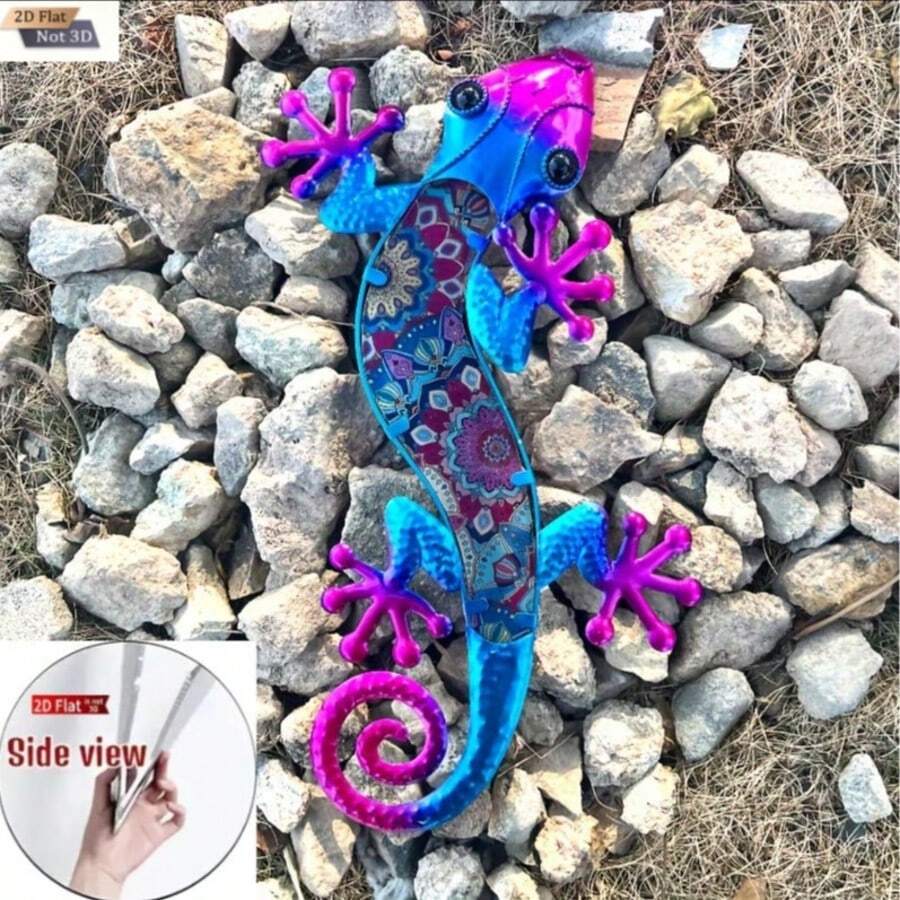 Bohemian Colorful Gecko Acrylic Wall Hanging, Yard Wall Decor Ornament - Gecko - View 1