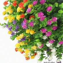 OBOVAY 20 bouquets de fleurs artificielles d'extérieur, résistantes aux UV, résistantes à la décoloration, buissons de buis en plastique, (mélange jaune, blanc, violet, rouge) pour jardin, patio, porche, jardinière, maison, mariage, décoration suspendue de style ferme - Plusieurs styles - Voir 5