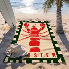 Red Claw Lobster Fresh Live Digital High-Definition Printed Beach Towel, Suitable For Summer Use. This Ultra-Soft, Microfiber Beach Bath Towel Is Large, Highly Absorbent, Quick-Drying, And Perfect For Travel, Camping, And Summer Holidays. It Can Also Be Used As A Beach Blanket. Ideal Gift For Christmas, Halloween, Thanksgiving, Valentine's Day, Easter, Spring, Summer, And Birthdays - Blue - View 6