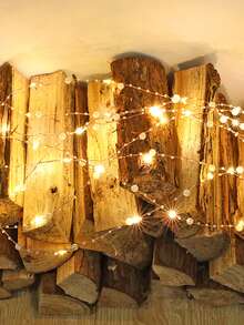 1pc 2/3/5m Faux Pearl Wrapped Copper Wire Decorative String Lights, Requires 2 AA Batteries, Indoor Tabletop Decorative String Lights, Party, Holiday Event, Wedding Scene Decorative Lighting, Home Room Wall Decorative Lights - Warm white light - View 6