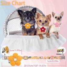1 pieza Collar floral para mascotas con campana + decoración de flor desmontable - Collar ajustable para gatos y perros, collar suave adecuado para perros y gatos medianos y pequeños, paseos diarios / fotos de fiesta - Multicolor - Ver 4