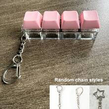 1pc Keyboard Fidget Keychain - Click Press Decompression Toy For Adults, Stress Relief Finger Keychain & Unique Office Gift - Multicolor - View 9