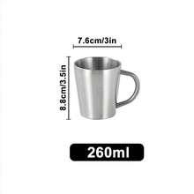 Thickened 304 Stainless Steel Water Cup, Double-Layer Anti-Scald, Coffee Cup, Beverage Cup, Tea Cup, Milk Cup, Easy To Clean, Durable, Shatter-Resistant, With Handle For Easy Grip, Suitable For Home, Office, Restaurant, Beverage Shop, Picnic Use - 1 - View 15