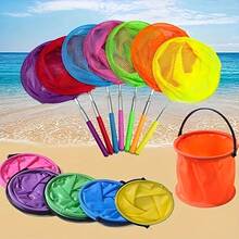 2pcs Summer Beach Fishing/Insect Catching Outdoor Set, Multi-Functional Folding Bucket With Stainless Steel Telescopic Fishing Net, Lightweight Portable Tools, Suitable For Fishing, Camping, Beach, Pool Cleaning, Yard Use, Catching Butterflies And Insects, Random Color - View 11