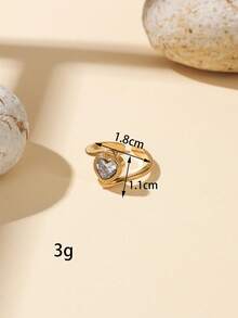 1/6pcs Luxury High-End Gold Carved Rhinestone Open Ring Set, Hollow Carved + Heart Shape, Non-Fading 304 Stainless Steel Material, Layered Wear Looks Great, Easily Captures Vintage Elegant Style. Suitable For Women's Decoration Or Gift, Can Be Purchased Separately, - Yellow Gold - View 15
