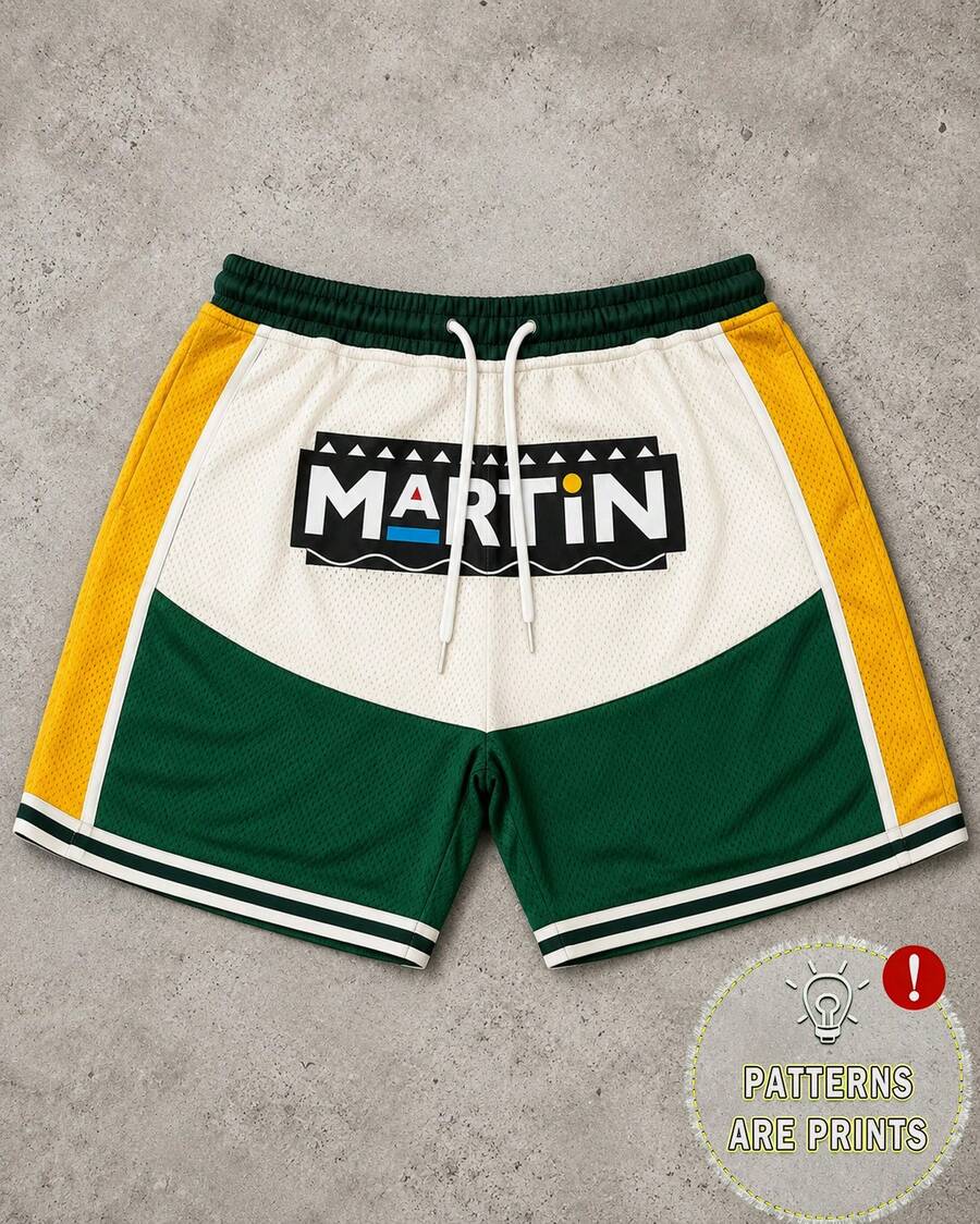 Men's Casual Printed Shorts, Crafted From Knitted Fabric And Featuring A Drawstring Design, Pockets, And Slight Stretch. - 白色 - 查看 1