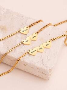 1PC Personalized Multi-Name Heart Bracelet, Stainless Steel Bracelet, Customized Name Bracelet, Newborn Family, Gift For Mom And Grandma, Multi-Name Christmas Gift, Customized Bracelet, Gift For Girlfriend, Personalized Jewelry Gift, Fashion Gift, Personalized Birthday/Anniversary Gift For Her/Him - Multicolor 3 - View 4