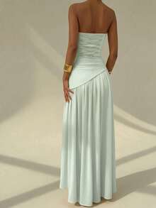 Solid Color Elegant Strapless Wedding Dress With Bolero Detail - Green - View 3