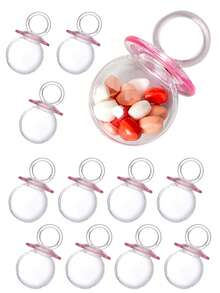 1/12pcs Creative Pacifier Shaped Candy Jars, Baby Shower Mini Pacifier Bottle Boxes, With Lid Candy Containers, Small Item Storage Boxes, Gift Storage Containers, Candy, Cake, Chocolate Display, Suitable For Home, Wedding, Baby Shower, Valentine's Day, Easter, Thanksgiving - Nipple - View 12