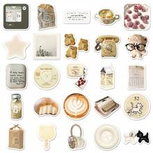 50pcs Oat Latte INS Style Cartoon Retro Exquisite Food Stickers For Scrapbook, Doodle, Notebook And Guka - Multicolor - View 5