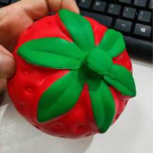 1pc Creative Realistic Large Strawberry Squeeze Toy, Soft Slow Rebound Stress Relief Tool For Students, Essential Stress Relief Gadget For Adults, Random Color - Red - View 11
